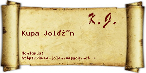 Kupa Jolán névjegykártya